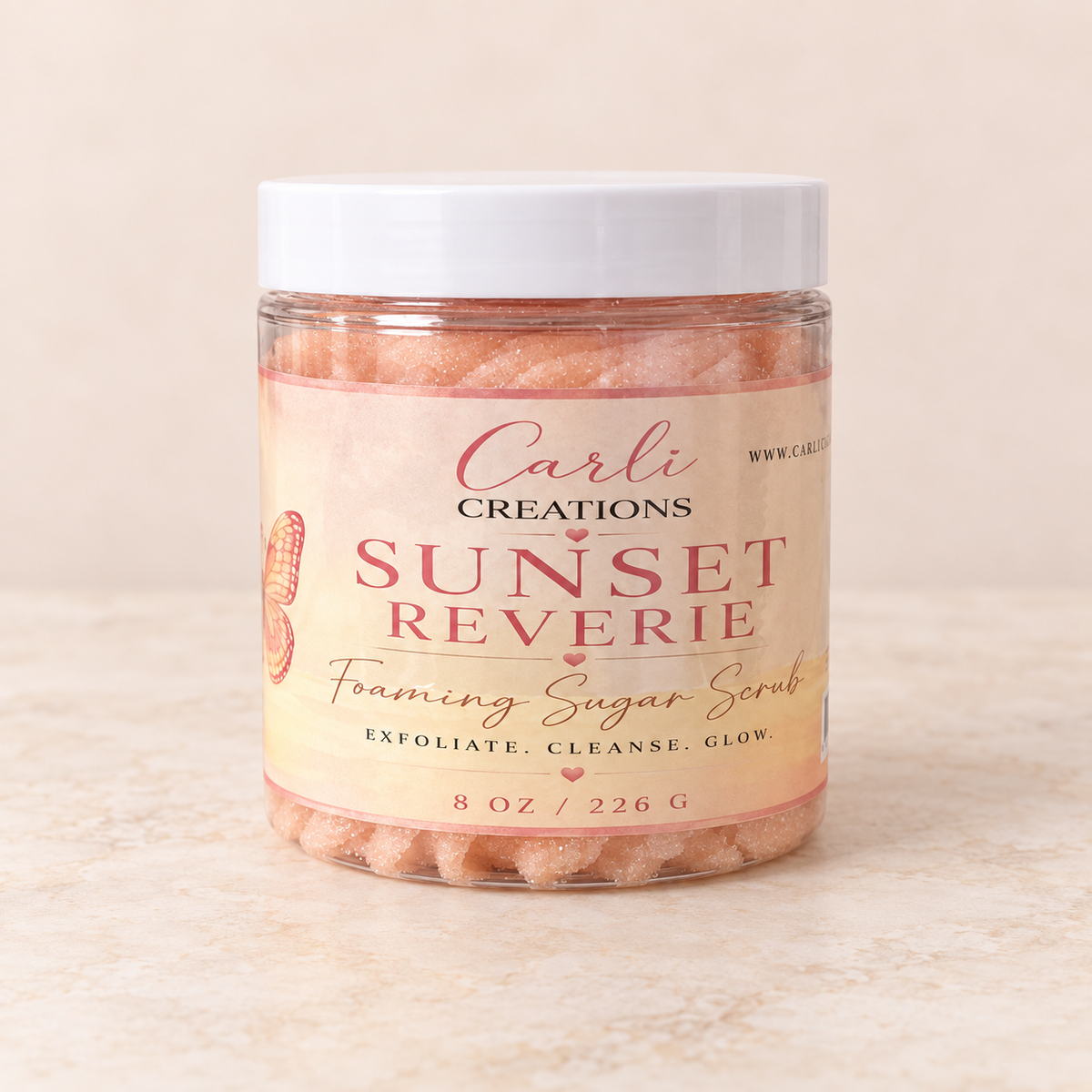 Foaming Sugar Scrub – Gentle Exfoliating Body Polish – 8 oz