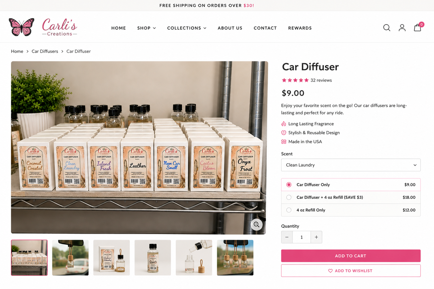 Bundle & Save: Hanging Car Diffuser + 4 oz Refill